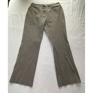 LL Bean Favorite Fit Pants Women Size 12 Wide ‎ leg Classic Gray Chino Casual
